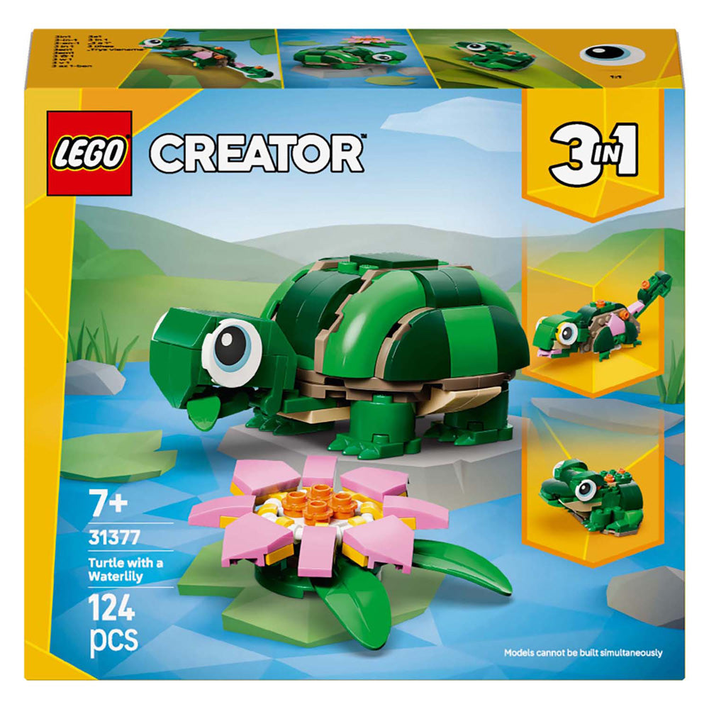 Lego ® creator 3in1 schildpad met waterlelie - speelgoedmodel - bouw om tot kameleon of kikker - 31377