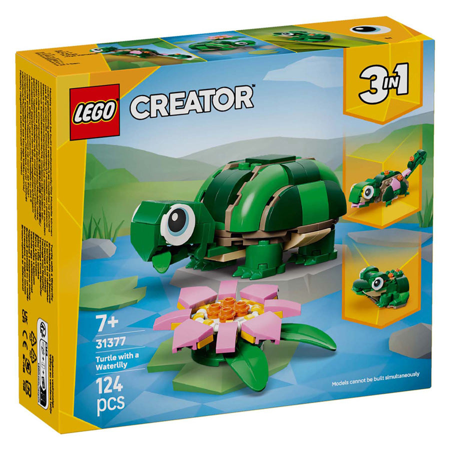 Lego ® creator 3in1 schildpad met waterlelie - speelgoedmodel - bouw om tot kameleon of kikker - 31377