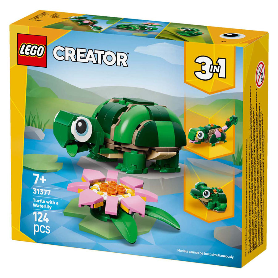 Lego ® creator 3in1 schildpad met waterlelie - speelgoedmodel - bouw om tot kameleon of kikker - 31377