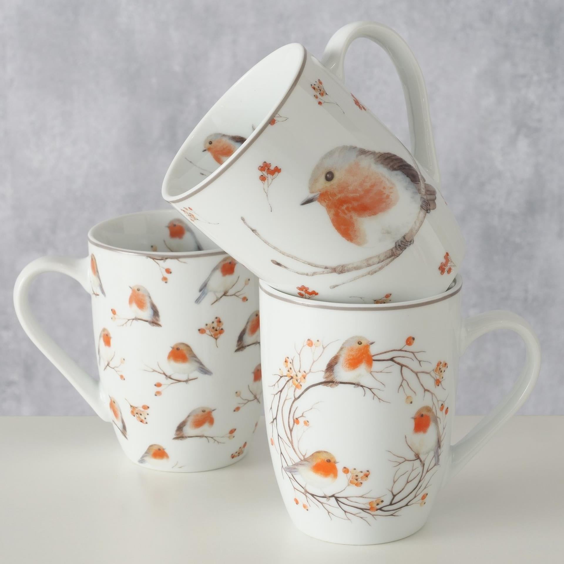 Boltze home beker ruby roodborst 330ml porselein