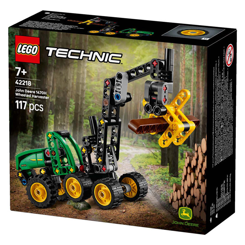 Lego ® technic john deere 1470h houtoogstmachine - werkende klauw en boomstam - modelbouwspeelgoed - 42218