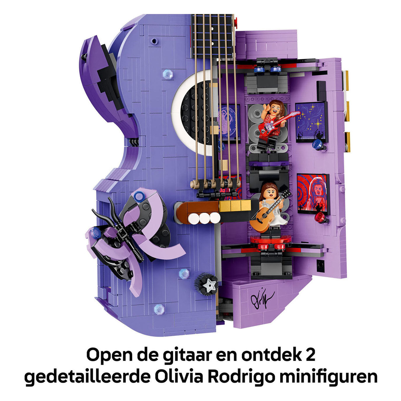 Lego editions olivia rodrigo's dubbele gitaar bouwpakket voor kinderen en tienerkamer decoratie - 43031