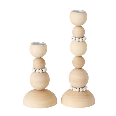 Boltze home kandelaar beads 2-delig h20cm hout