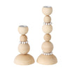 Boltze home kandelaarset beads 2-delig 8x14 8x20cm hout