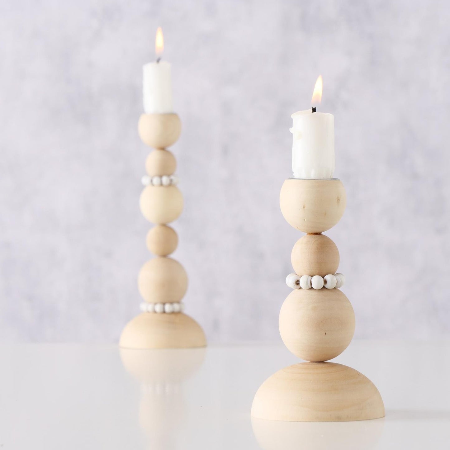 Boltze home kandelaar beads 2-delig h20cm hout