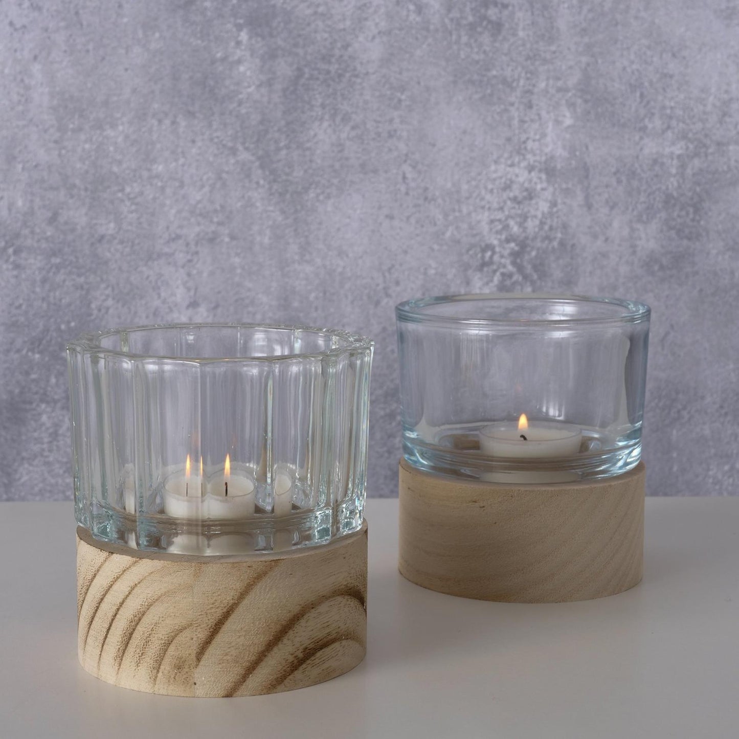 Boltze home windlicht riley glas hout ã˜9xh10cm