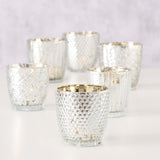 Boltze home theelichthouder patty 2-delig glas h7-9 cm wit goud - afbeelding 2