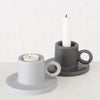 Boltze home kandelaar bryona blakertje h7cm van steen wit grijs voor waxine of dinerkaars