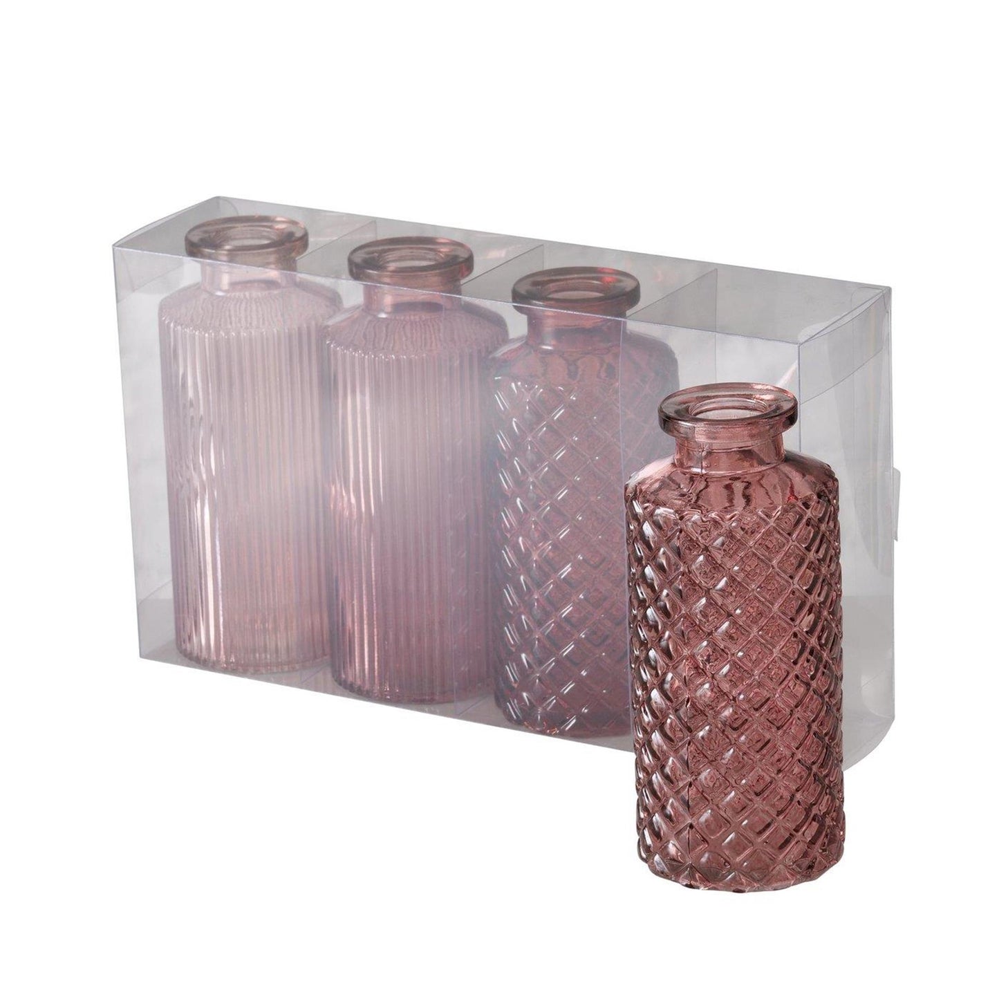 Boltze home vaas panja roze glas 4-delige set ø6xh14cm