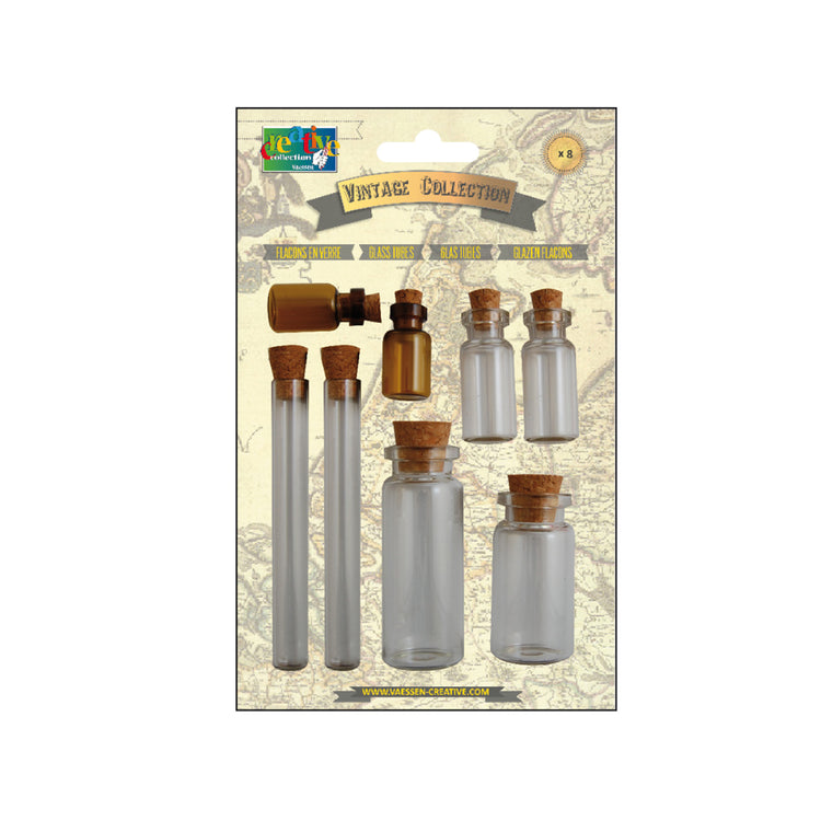 Vaessen creative • vintage corked vials 8pcs