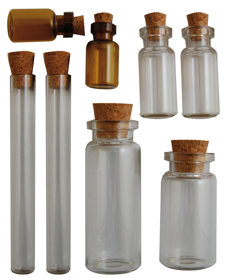Vaessen creative • vintage corked vials 8pcs
