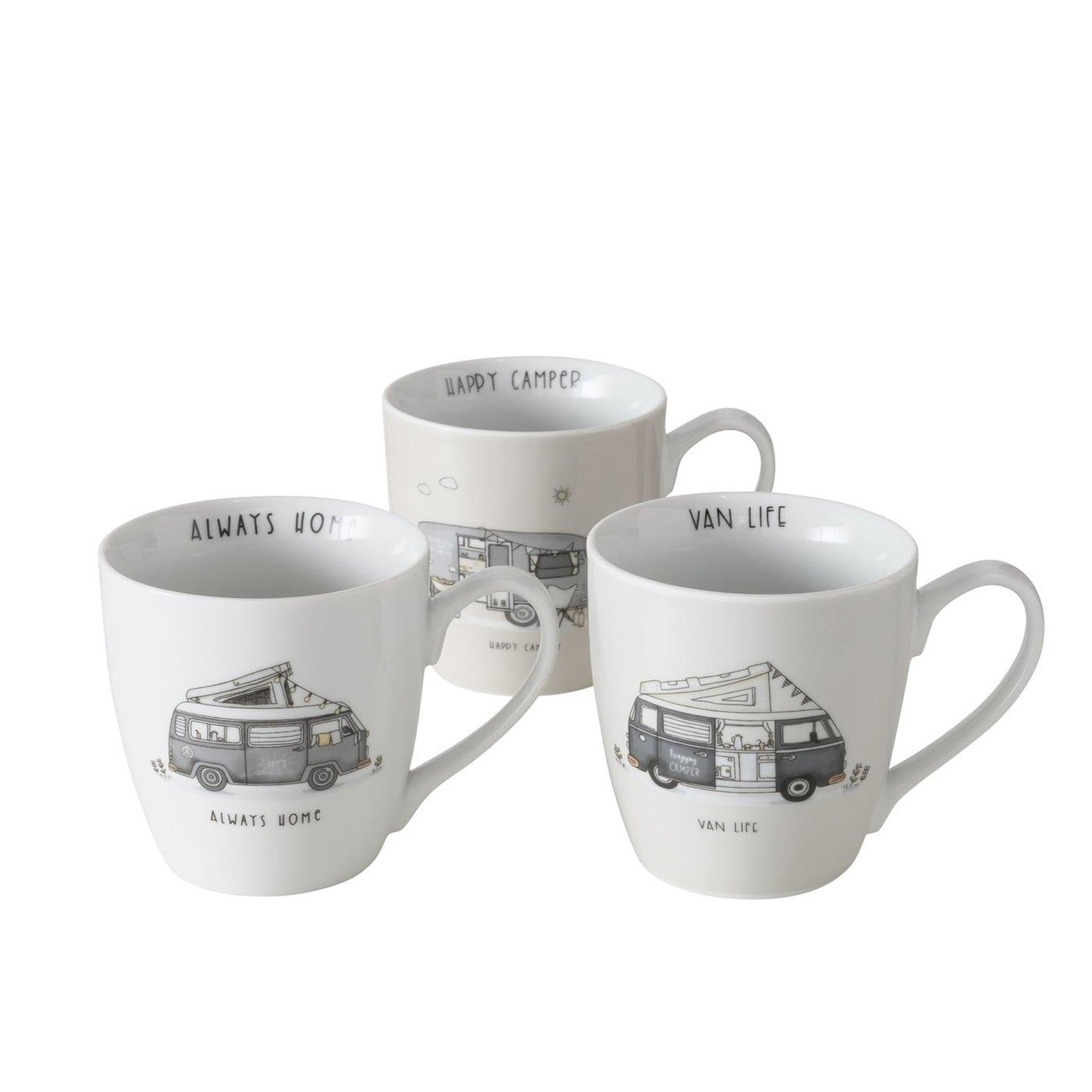 Boltze home jumbo mok vanlife camper met tekst- 480 ml wit grijs