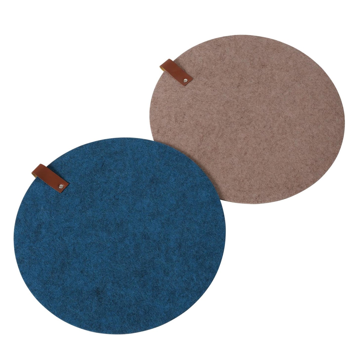 Boltze home placemat rond vilt met leer d38cm