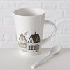 Boltze home mok met dessin huisjes incl lepel 330ml