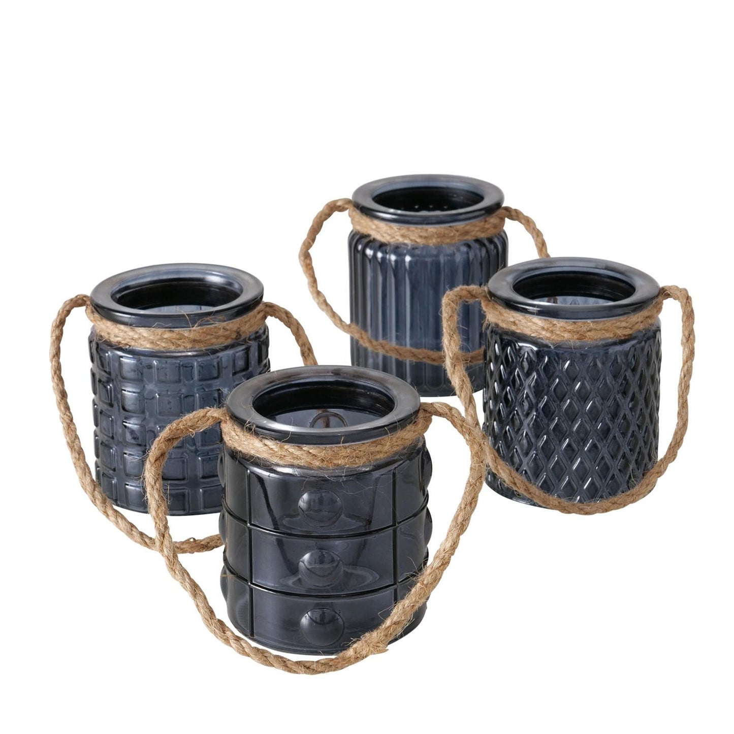 Boltze home theelichthouder met hengsel touw h8cm