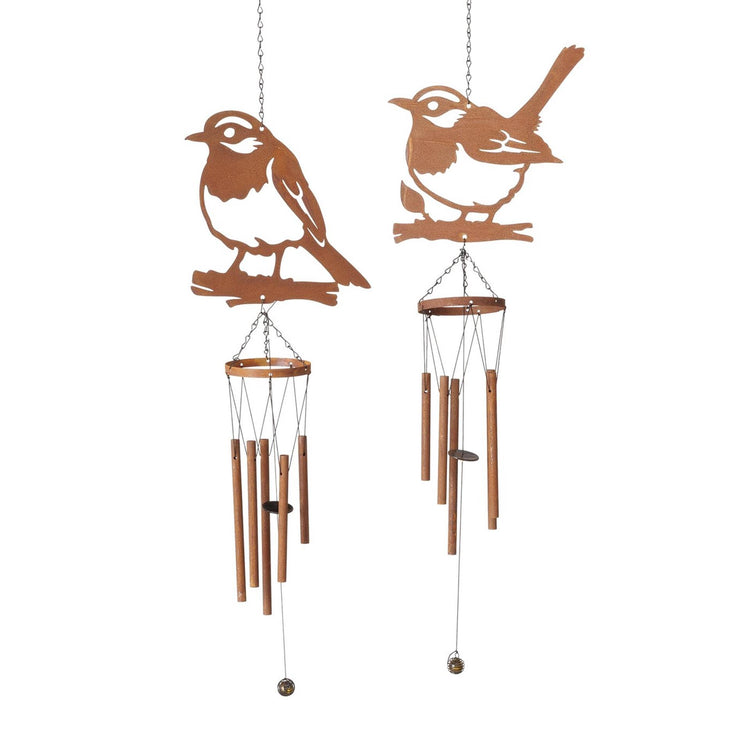 Boltze home windgong vogel metaal 70cm 2 assorti
