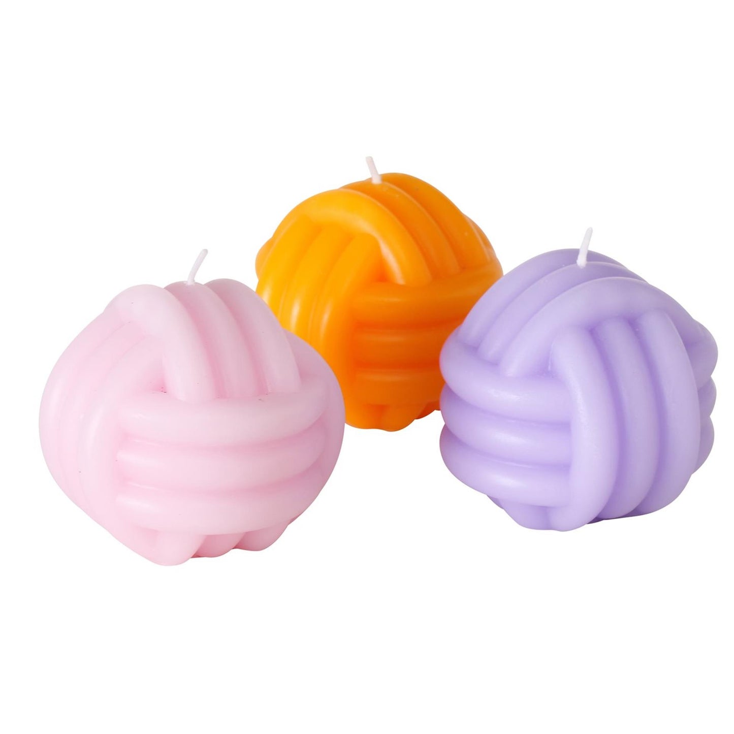 Boltze home kaars knoopvorm h8cm dia 8,5cm lila roze