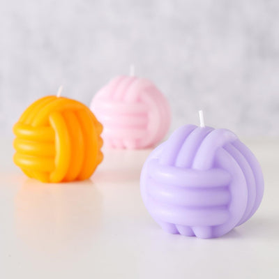 Boltze home kaars knoopvorm h8cm dia 8,5cm lila roze