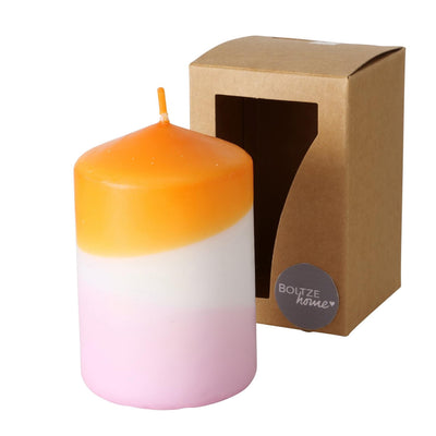 Boltze home kaars splash dip dye h9cm oranje lila