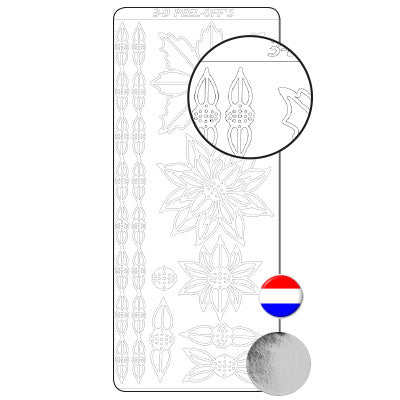 Vaessen creative • sticker 10pcs zilver bloem