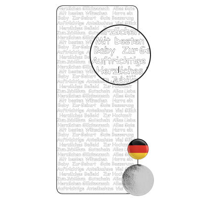 Vaessen creative • sticker 10x23cm 10pcs zilver diverse duitse teksten