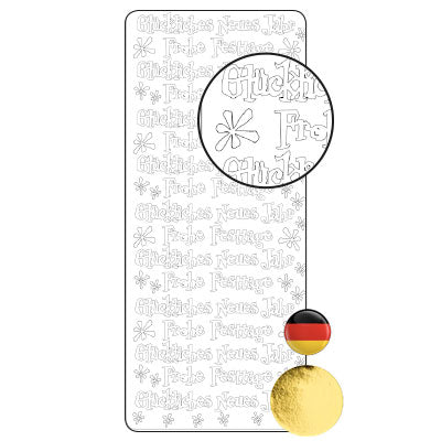 Vaessen creative • sticker 10x23cm 10pcs goud diverse duitse teksten