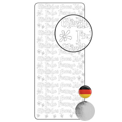 Vaessen creative • sticker 10x23cm 10pcs zilver diverse duitse teksten