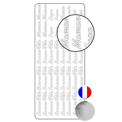 Vaessen creative • sticker 10x23cm 10pcs zilver diverse franse teksten