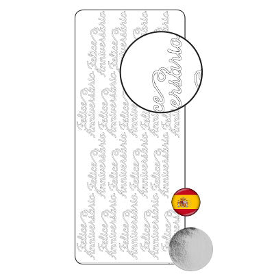 Vaessen creative • sticker 10x23cm 10pcs zilver feliz anniversario