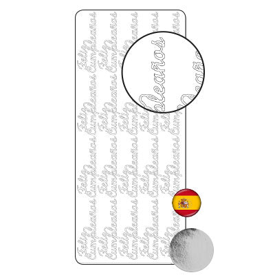 Vaessen creative • sticker 10x23cm 10pcs zilver feliz cumpleaños
