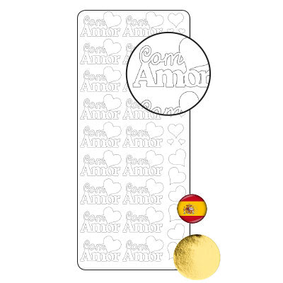 Vaessen creative • sticker 10x23cm 10pcs goud com amor
