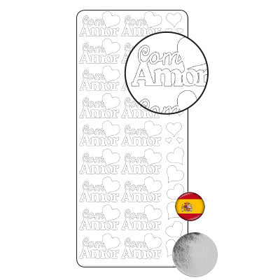 Vaessen creative • sticker 10x23cm 10pcs silver com amor