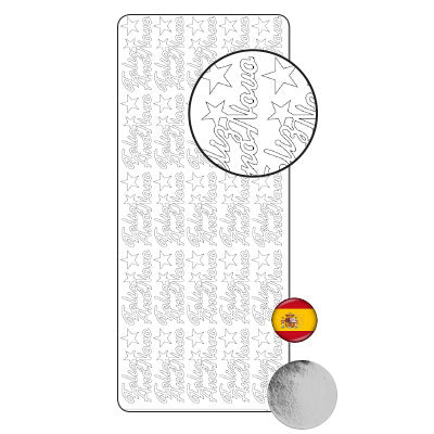 Vaessen creative • sticker 10x23cm 10pcs zilver feliz ano novo