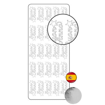 Vaessen creative • sticker 10x23cm 10pcs zilver buon anno