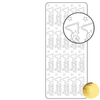 Vaessen creative • sticker 10x23cm 10pcs goud buon natale