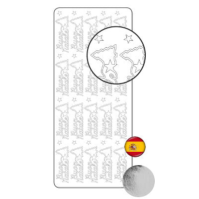 Vaessen creative • sticker 10x23cm 10pcs zilver buon natale