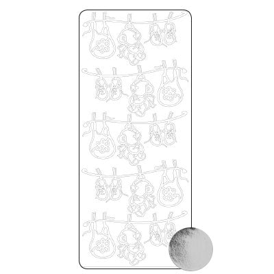 Vaessen creative • sticker 10x23cm 10pcs zilver diversen baby