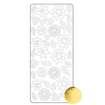 Vaessen creative • sticker 10x23cm 10pcs goud bloem blad