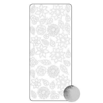Vaessen creative • sticker 10x23cm 10pcs zilver bloem blad