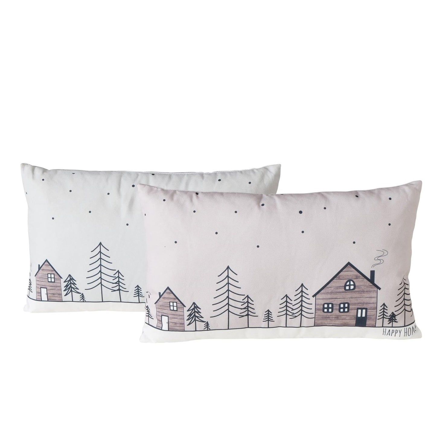 Boltze home kussen homewood, 2 ass., polyester 100%, huis, veelkleurig, motief, beige, lichtgrijs, wit