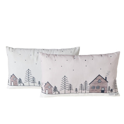 Boltze home kussen homewood, 2 ass., polyester 100%, huis, veelkleurig, motief, beige, lichtgrijs, wit