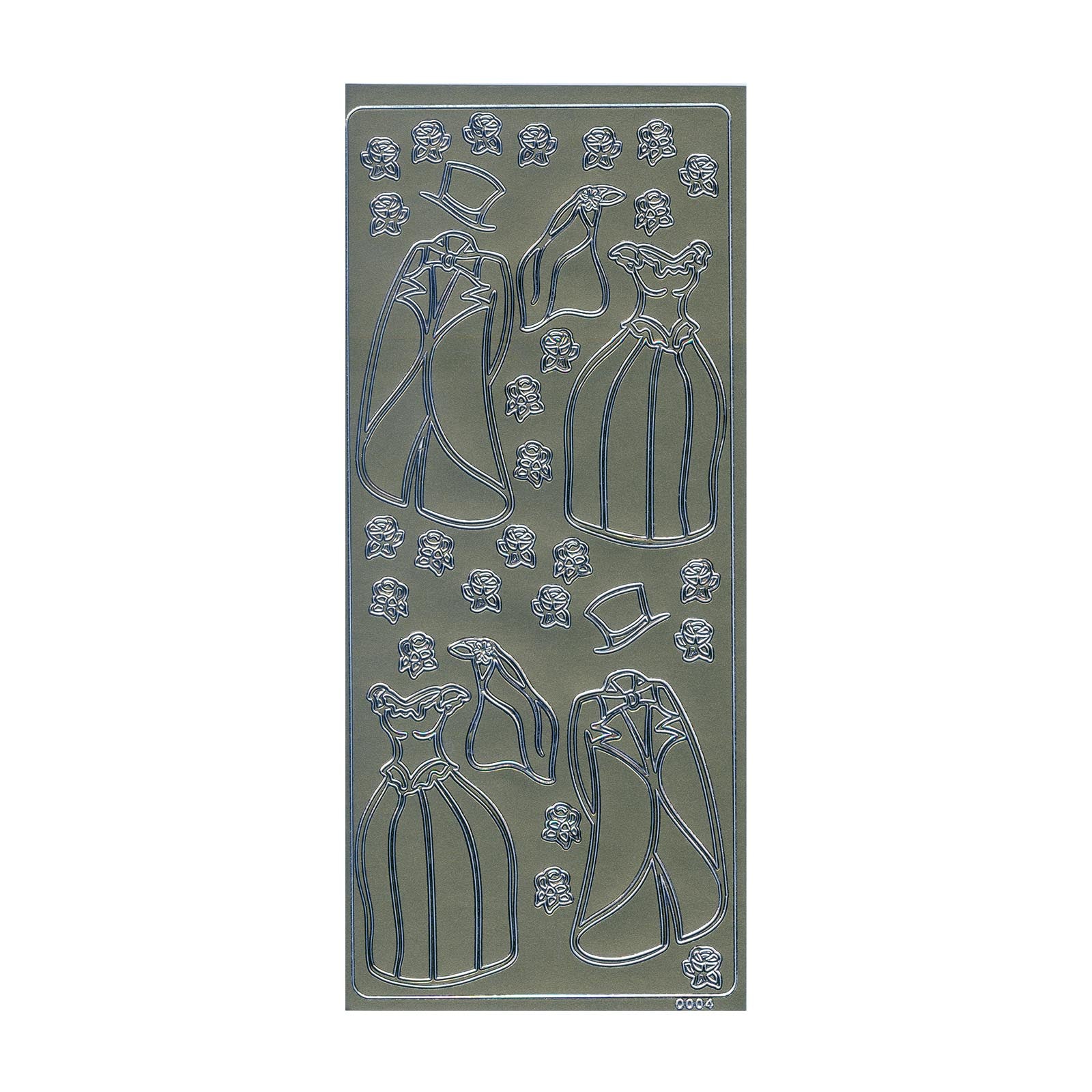 Vaessen creative • sticker 10x23cm 10pcs zilver kleding