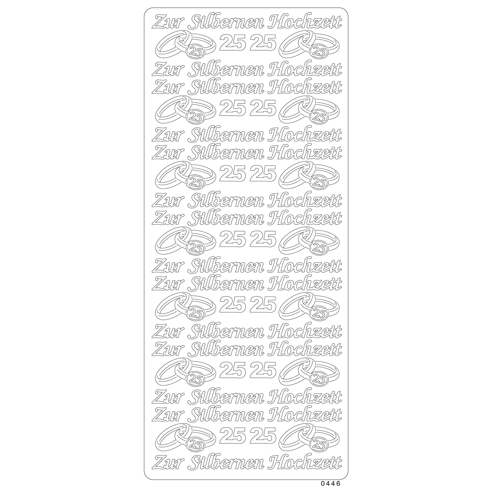 Vaessen creative • sticker 10x23cm 10pcs goud zur silbernen hochzeit