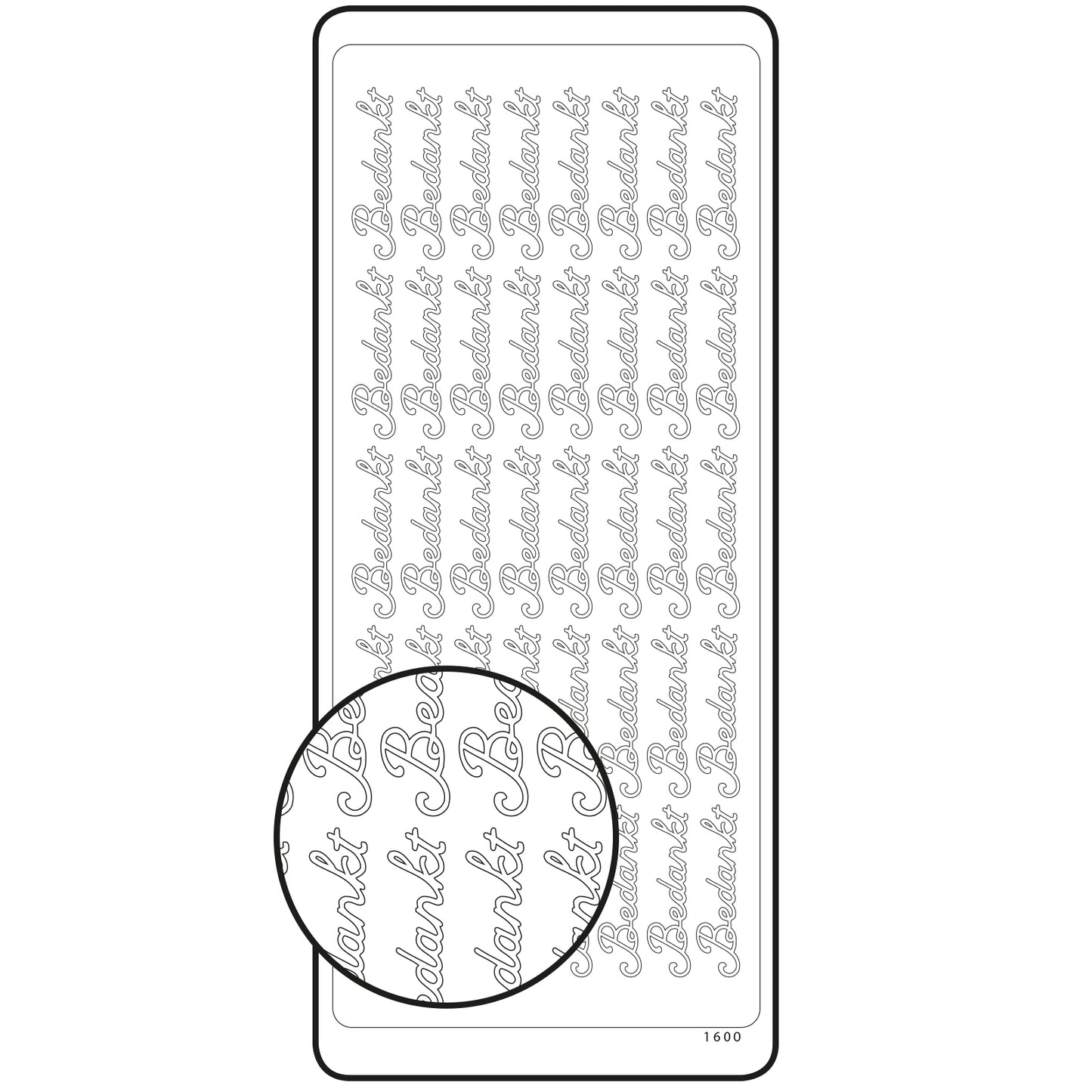 Vaessen creative • sticker 10x23cm 10pcs zilver bedankt