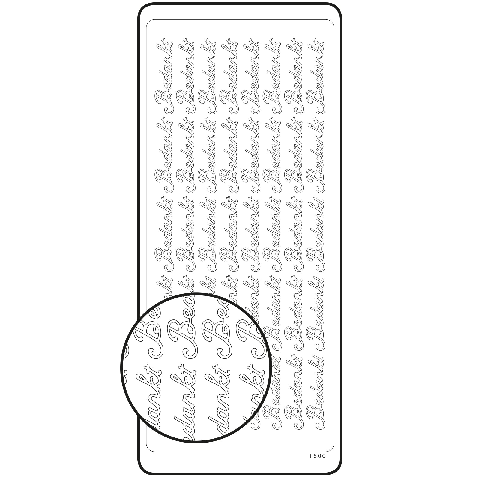 Vaessen creative • sticker 10x23cm 10pcs zilver bedankt