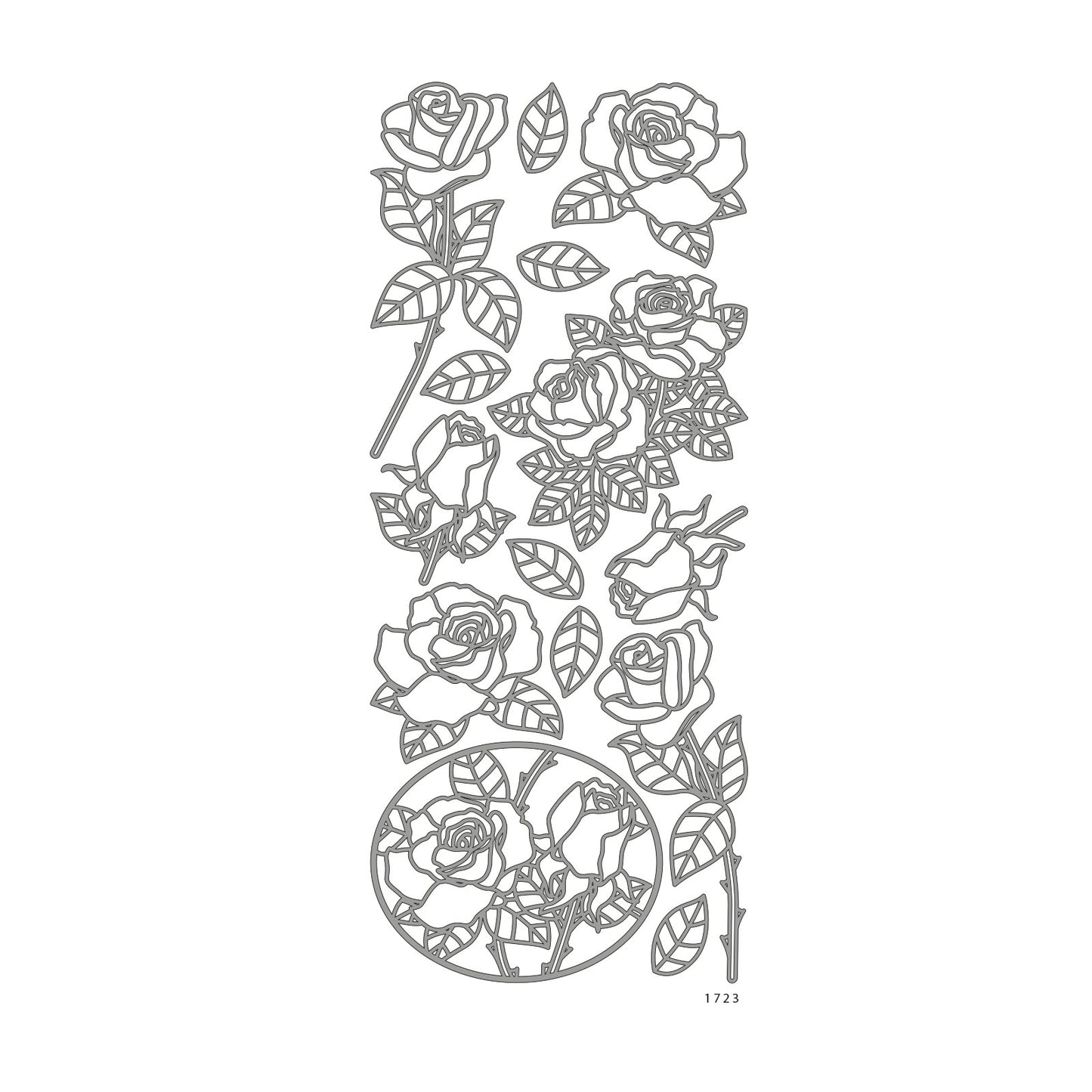 Vaessen creative • sticker 10x23cm 10pcs zilver bloemen
