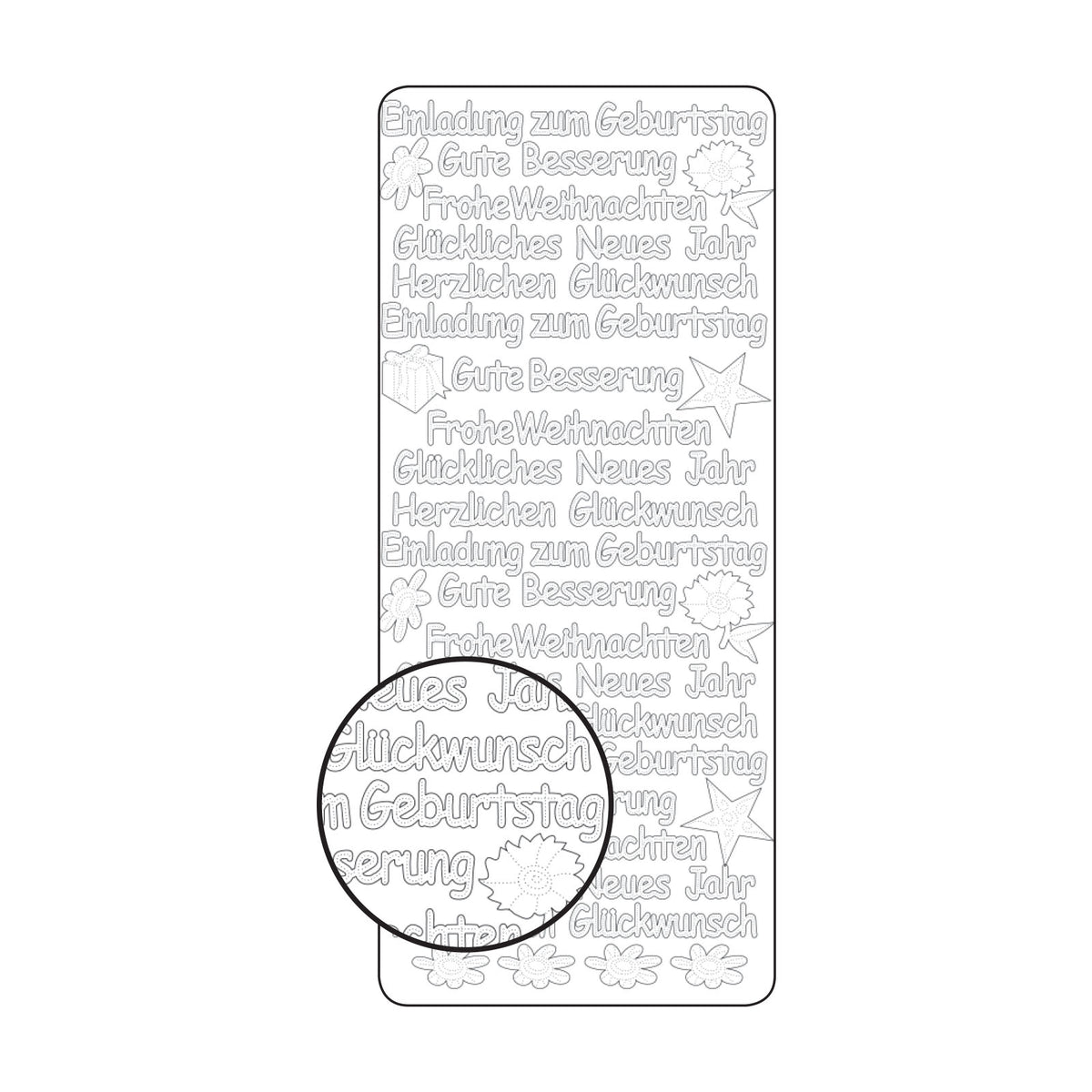 Vaessen creative • sticker 10x23cm 10pcs goud diverse duitse teksten