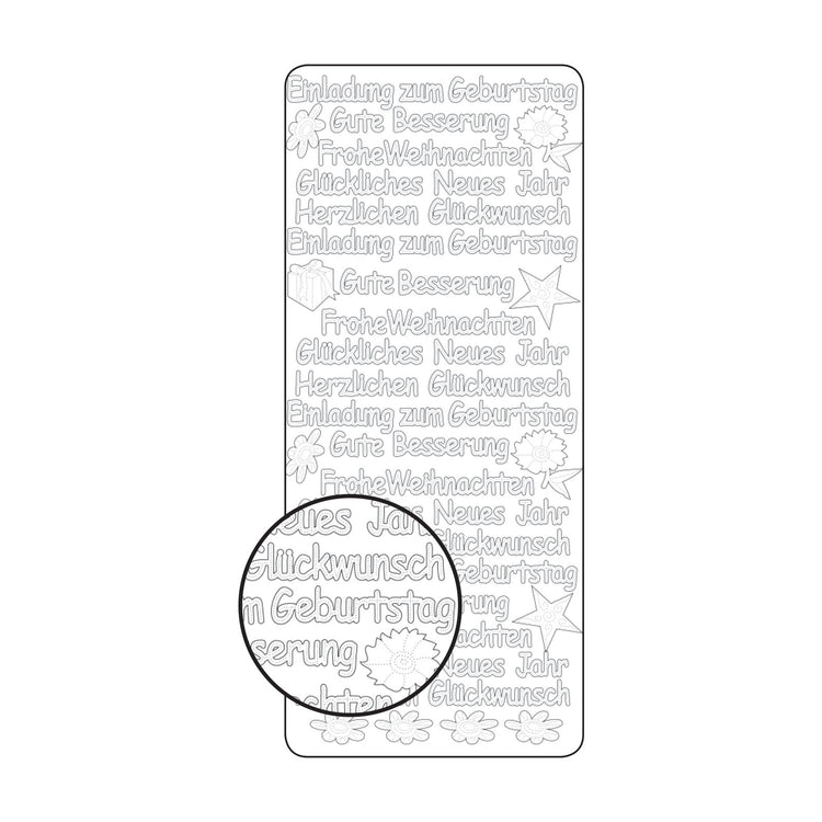 Vaessen creative • sticker 10x23cm 10pcs goud diverse duitse teksten