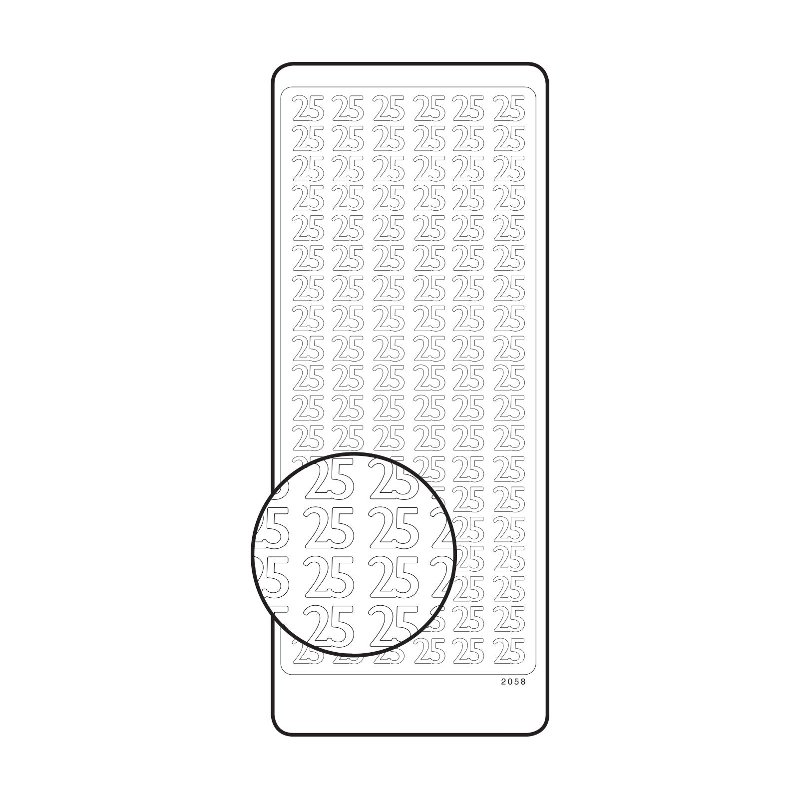 Vaessen creative • sticker 10x23cm 10pcs goud getal 25
