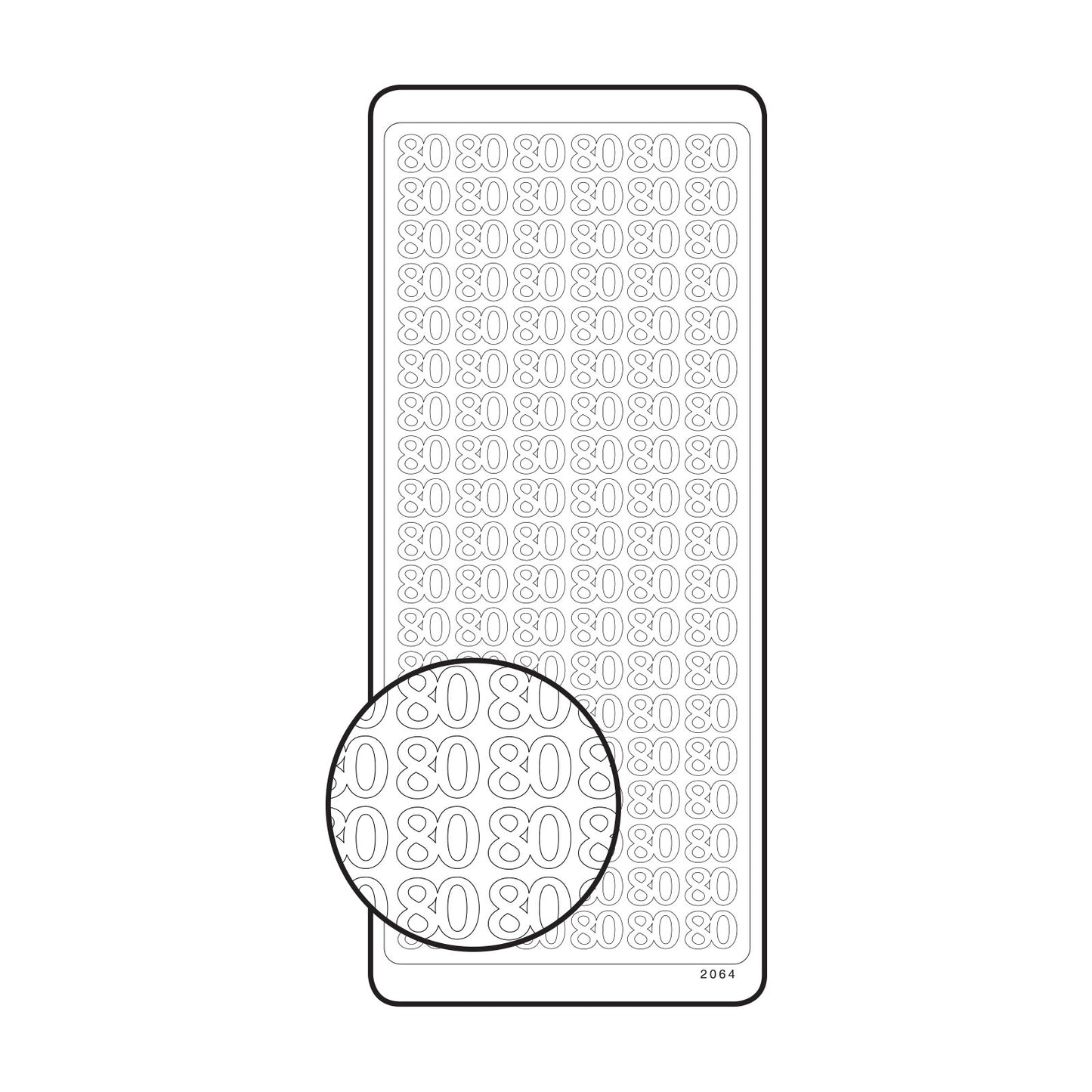 Vaessen creative • sticker 10x23cm 10pcs zilver getal 80